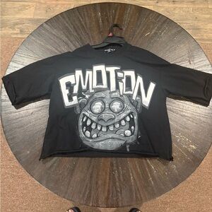 Mixed Emotion Graphic Black Cropped Tee